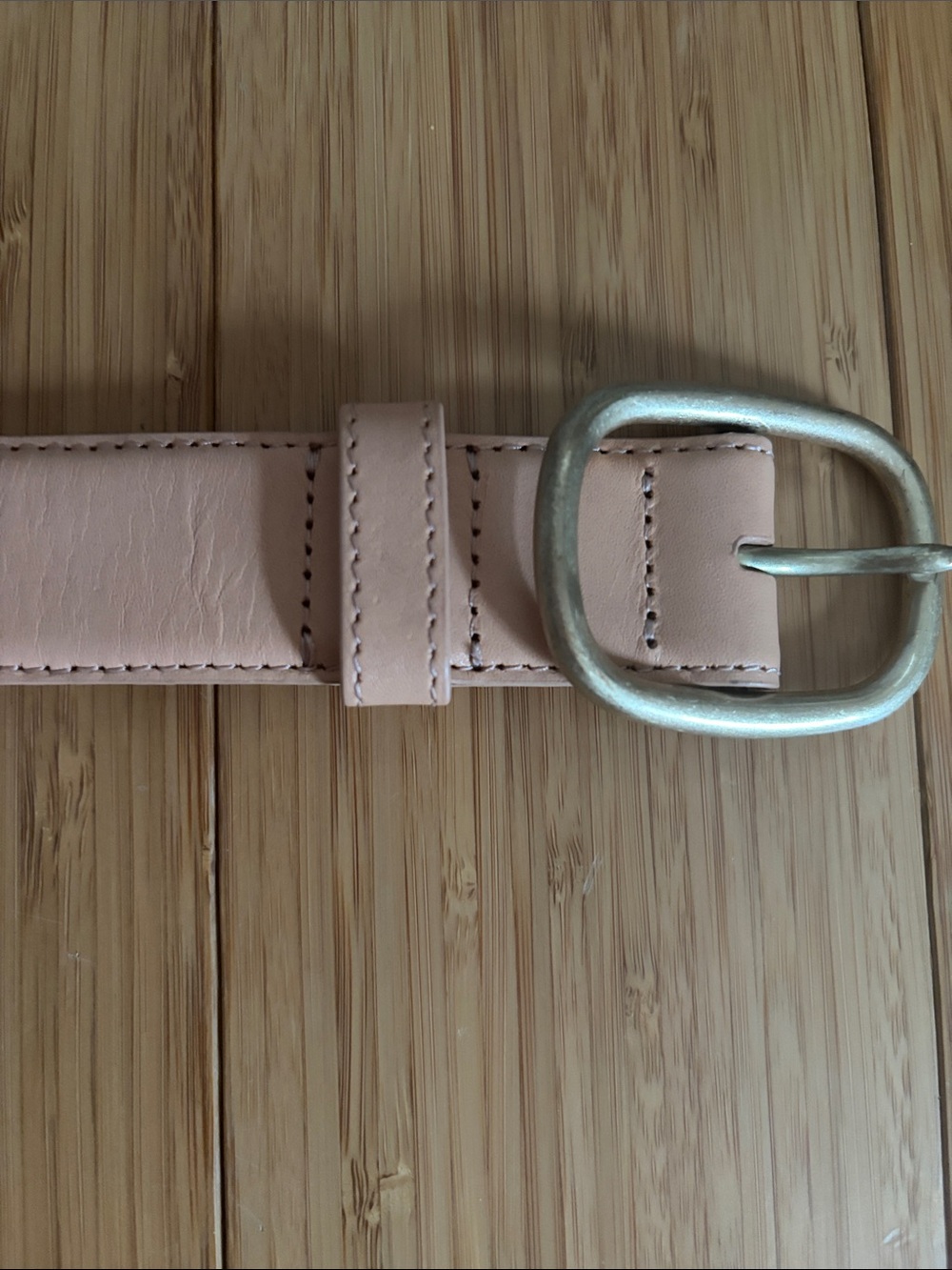 J. Crew Pale Pink Leather Belt with Silver Buckle